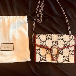 Gucci Tweed Gg Monogram Purse- Authentic